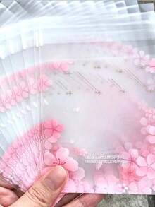 100pcs Self-Adhesive Packaging Bags, Featuring Pink Floral And Cherry Blossom Patterns, Semi-Transparent Design Creates A Romantic Floral Atmosphere, Perfect For Wedding Favors, Birthday And Holiday Party Gift Wrapping - Multicolor - View 14
