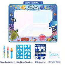 Oversized Reusable Watercolor Painting Mat - Large Graffiti And Watercolor Art Blanket With Rainbow, Number, And Animal Shapes, Washable Surface, Suitable For Games, Parties, Rhyme Learning Activities - Multicolor - View 13