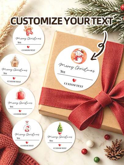 1/28/50/100 piezas Pegatinas redondas personalizables con tema navideño, pegatinas de decoración navideña personalizadas, pegatinas de embalaje de regalos festivos, pegatinas de felicitación navideña DIY, etiquetas decorativas redondas. Adecuadas para cajas de regalo, bolsas de regalo, sobres, tarjetas de felicitación, cajas de embalaje, manualidades hechas a mano y decoraciones festivas, se pueden usar para embalaje de regalos navideños, decoración de fiestas, manualidades festivas, embalaje de regalos corporativos y proyectos DIY diarios, adecuadas como artículos de decoración para Navidad, reuniones familiares, fiestas y eventos festivos.