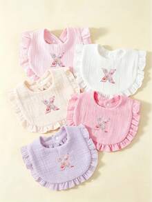 5pcs Floral Pattern 26 Alphabet Baby Ruffle Bibs, Drool Bibs, Princess Pastoral Floral Bibs, Girls Gift - Multicolor - View 37