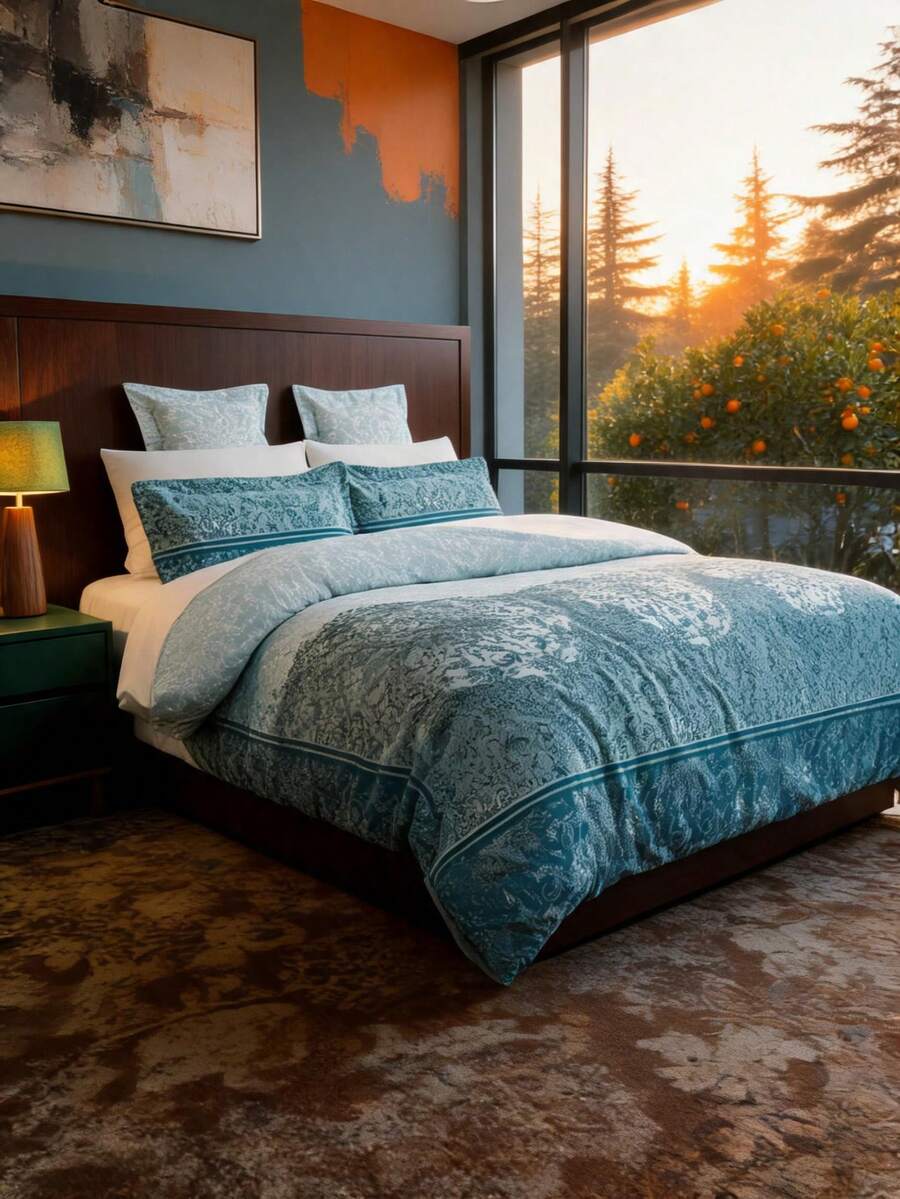 Always Home- Duvet Set - Cozy Set With Pillow - Blue - View 1