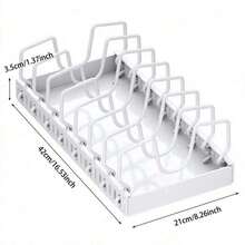 1 pieza Estante extraíble para gabinete de cocina para ollas & sartenes con estante deslizante para tapas y estante para ollas para almacenar tapas, utensilios de hornear y utensilios de cocina - Blanco - Ver 7