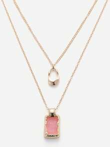 Sorayune Kalung Berlapis Geo Liontin - Berwarna merah muda - View 1