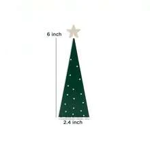 Wooden Christmas Tree Tabletop Decor Set, Polka Dot Triangle Tree Figurines With Star Topper, Freestanding Rustic Wood Christmas Ornaments For Mantel Shelf Table Holiday Decoration - View 13