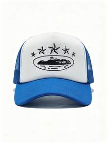 Trucker Hat For Men Women, 5 Star Graphic Print Mesh Baseball Cap, Casual Adjustable Snapback Cap Outdoor Streetwear - Sponge Mesh Cap - View 20