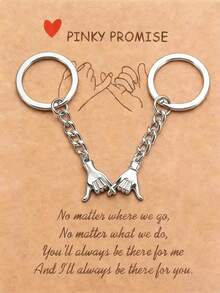 Pinky Promise Couple Keychains, Hand Shape Matching Key Rings, Memorial Gift For Lovers And Best Friends Key Accessories(No Cardboard) - Silver - View 1