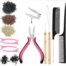 Hair Tinsel Beads Kit, Plier Hook Needle Tool With 300 Silicone Micro Beads For Human Hair Hand Sewing Wig DIY Craft - View 9