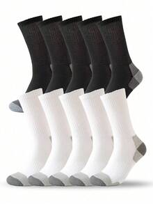 1/4/6/10 Pairs Men Cross Letter Print Mid Calf Stockings , Ribbed Knit Breathable Casual Streetwear Socks For Daily Street Wear - Multicolor - View 6