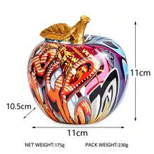 1PC-Colorful Graffiti Apple Statue, Unique Modern Art Home Decor, Creative Desktop Ornament With Glossy Finish, Eye Catching Tabletop Decoration For Office Shelf Bedroom, Gift Idea, Holiday Present, Housewarming Gift - Multicolor - View 12