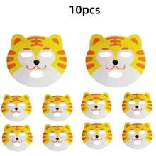 4pcs Cute Tiger DIY Mask Sheets, Blank Non-Woven Dry Mask Pads, Customizable For All Skin Types, Dry Tiger Print Compressed Mask Sheets, Use With Essence For Instant Tiger-Themed Skincare Effect At Home, Non-Irritating And Fragrance-Free - Multicolor - View 8