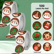 500~4500Pcs 1inch Merry Christmas Stickers Gift Tags Stickers Christmas Theme Seal Labels Stickers For DIY Gift Baking Package Envelope Stationery Decor - Multicolor - View 19