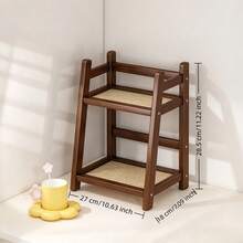 Vintage Wooden Desktop Organizer, Vertical Storage Rack, Painted Material, Retro Texture, Durable Wood, Space-Saving Design, Suitable For Coffee Table To Hold Cups And Coffee Beans - Multicolor - View 7