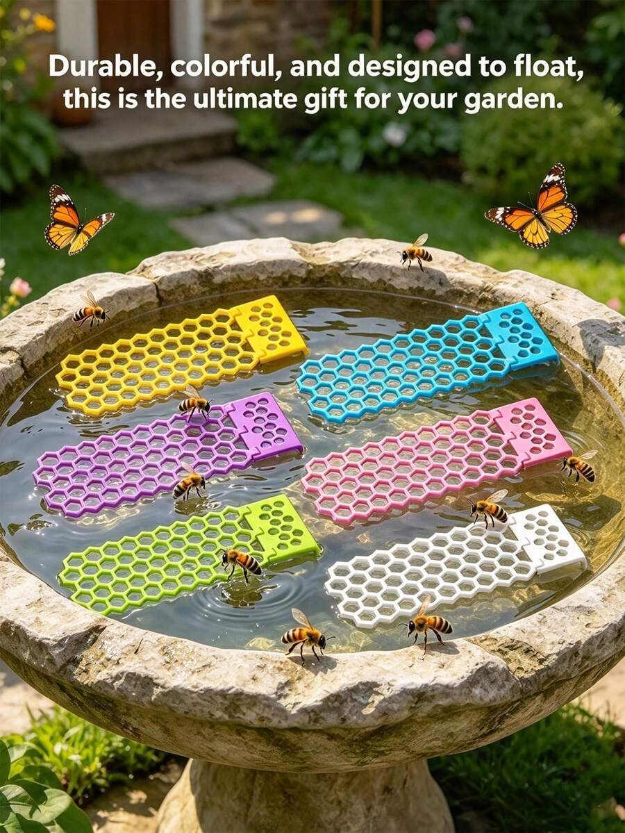 Floating Bee Ladder, Honeycomb Bee Waterer, Foldable Plastic Insect Watering Station, Bee And Butterfly Perch, Suitable For Garden Pond And Beekeeping, Perfect Gift For Nature Lovers - Multiple Styles - View 1