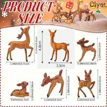 2pcs/6pcs Exquisite Mini Deer Sculpture Decor (Professional Collector's Item, Not A Toy, For Decoration Only, Suitable For Ages 14+) - Delicate Fairy Garden Decor, Handmade Resin Artwork, Unique Home Decor Accent, Special Christmas Gift For Nature Lovers - Multicolor - View 3