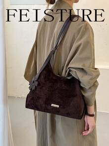 FEISTURE 1pc New Autumn/Winter Women's Shoulder Bag Underarm Bag, Magnetic Closure, Suitable For Daily Outings, Dating, Commuting - Coffee - View 4