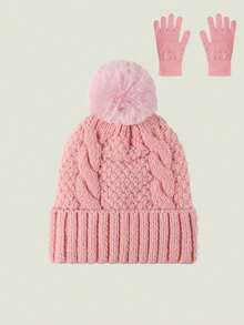2pcs Unisex Korean Style Casual Warm Hat & Gloves Set, Suitable For Autumn/Winter Daily Wear, Cycling, Hiking - A - View 19