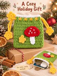 1pc Autumn And Winter Colorful Wool Cute Dopamine Crochet Zero Wallet Storage Bag Card Bag Key Bag Red Bag Perfume Bag Gift For Women Christmas Gift - Multicolor - View 9