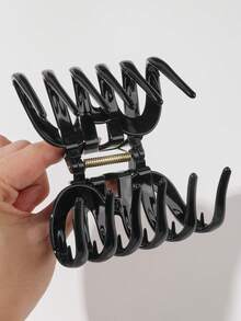 1pc Korean Style Minimalist Jelly Dark Tone Solid Color Pumpkin Hair Claw Clip, High Ponytail Bun Anti-Collapse Fixing Hair Accessory, Daily Versatile Oversized Hair Claw - Multicolor - View 7