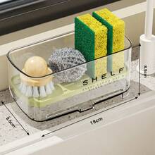 1pc Multifunctional Sink Drain Rack, Countertop Storage, Suitable For Sponge, Soap, Brush, Towel, Kitchen Sink Accessories, Dish Cloth Holder, Compact Design, Easy To Clean, Durable Plastic, Sponge Holder - Multicolor - View 12