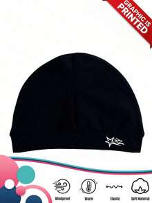 1pc Unisex Y2K Style Printed Star Elastic Beanie Hat, Brimless Knit Cap, Suitable For Autumn/Winter Outdoor, Casual Versatile Winter Cold Weather Hat For Daily Commute - Print - View 5