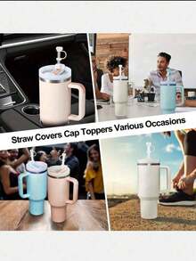 6/3/1pc Reusable Silicone Straw Caps, Compatible With Stanley Cups, Anti-Spill Anti-Leak Anti-Splash Anti-Dust Straw Covers, Suitable For Back To School Season - Multicolor - View 8
