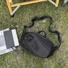 Black Waterproof Crossbody Bag, Large Capacity Sports Chest Bag, Durable Nylon Shoulder Bag With Reflective Strip For Cycling And Outdoor Activities - Multicolor - View 5