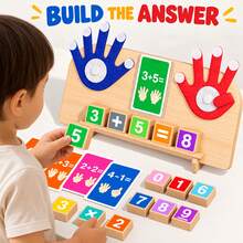 Wooden Finger Arithmetic Board With Felt Hands, Number Blocks And Flash Cards, Addition And Subtraction Math Toy For Kids - Multicolor - View 6