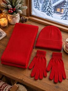 4/1pc Winter Knit Hat Scarf Gloves Set, Soft Warm Beanie Hat Matching Set Cozy Cold Weather Accessories For Outdoor Travel & Daily Wear & Gift - Multicolor - View 5