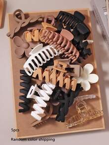 10/5/1pc Random Color Multi-Style Geometric Large Hair Claw Clips, Fashionable Elegant Daily Casual Half-Up Hair Clips Hair Accessories For Women - Multicolor - View 8