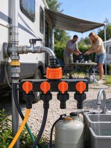 4-Way Garden Hose Splitter With 4 Independent Switches, Faucet Connector, Suitable For Outdoor Watering Systems, Leak-Proof Design, Applicable To Lawn, Garden And Car Wash Spray Systems, Randomly Shipped New And Old Models - Multicolor - View 5