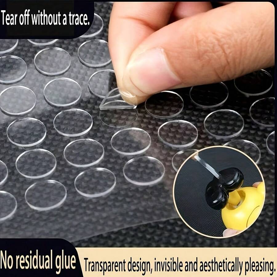 200pcs Strong Invisible Double-Sided Adhesive Dots, Round Transparent Glue Stickers, Christmas Gift, Holiday Balloon Adhesion, Suitable For Photos, Posters, Office And Home Multiple Uses - Sets - View 1