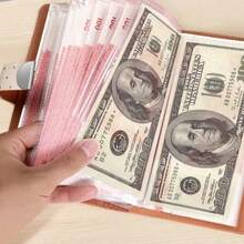 Diamond Rhinestone Pattern PU Leather Money Saving Book, With 3-Digit Combination Lock, With Transparent PVC Pocket Cash Storage Organizer, Portable Cash Bill Saving Challenge Book - Multicolor - View 3