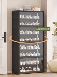 Dust-Proof Shoe Cabinet, Multi-Layer Entryway Storage Rack, Minimalist Dust-Proof Shoe Rack With Transparent Flip Door, Floor-Standing Dust-Proof Storage Cabinet, Multi-Layer Storage Rack For Books, Clothes And Toys - Multicolor - View 10