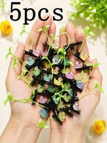 5pcs Cute Fluorescent Duck And Sprout Hair Clips, Fun Random Color Sprout Duck Hair Clips, Suitable For Parties, Music Festivals, Theme Parties, Women's Gifts - Multicolor - View 6