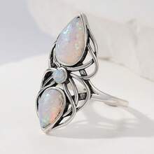 Creative Vintage Bohemian Water Drop Women's Ring, Fashion Jewelry For Holiday Party - Silver - View 5