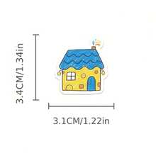 100pcs Creative Small House Stickers, Fruit Vegetable Food Colorful Cartoon Line Art Creative INS House Decoration Decals - White - View 5
