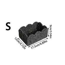 1Pc/3Pcs Paper Woven Lidded Storage Basket, Desktop Organizer Box For Cosmetics, Keys & Sundries, Multi-Scene Household Storage Bin To Organize Space, For Kitchen, Bedroom, Bathroom, Dorm, Office Desk, Winter Home Decor, Rustic Style, Ideal Gift - Black - View 9