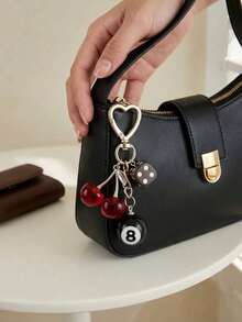 Y2K Dice Charm, Red Cherry Pendant Handbag Keychain, Aesthetic Purse Accessory - Multicolor - View 4