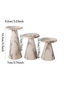 Marble Look Candle Holder, Pillar Candle Stand, Table Centerpiece Decor, Shelf Aesthetic Decor, Farmhouse Candle Holders, Wedding Table Decor, Housewarming Decor Gift,Wedding Home Decor,Christmas Table Centerpiece Decor,Dinner Party Decor. - Minimalist and Stylish - View 4