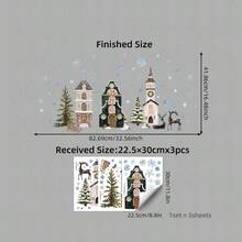 1/3/4 Sheets Cute Christmas Village Snow House Static Window Clings, Snowman Tree Window Decals For Glass, Winter Party Kids' Room Decor - Multicolor - View 14