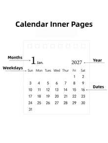 1pc Super Mini 2027 Calendar With Color Dot Stickers Simple Style Portable Size Planner Notepad Desk Accessories Office School Memo Board - Multicolor - View 7