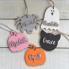 Etiquetas personalizadas para canastas de Halloween Boo - Etiqueta para cesta de tela de Halloween de 8 cm - Ver 3
