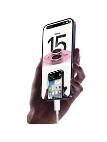 1pc Braided Nylon Charging Cable USB To Type-C/Lightning, Fast Efficient Cable, Compatible With IPhone, - Grey - View 5
