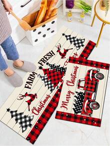 1/2pcs Christmas Kitchen Decor Rug, Winter Kitchen Mat And Pad, Non-Slip Washable Absorbent Kitchen Accessories Decorative Mat, Christmas Holiday Gift! - Multicolor - View 6