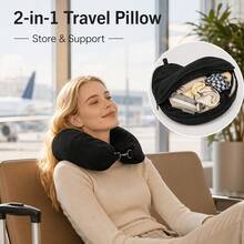 Bantal Bentuk U Baru untuk Perjalanan, Bantal Bentuk U yang Dapat Diisi dengan Pakaian, Portabel, Penting untuk Perjalanan Udara, Cocok untuk Penggunaan Sehari-hari, Perjalanan, Piknik, Perlengkapan Perjalanan (Isi Bantal Tidak Termasuk, Hanya Sarung Bantal) - MultiWarna - View 2