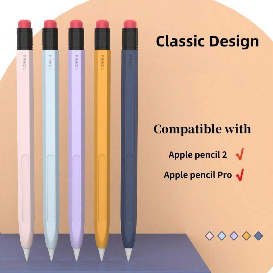 Classic Silicone Protective Case, Compatible With Apple Pencil Pro And Apple Pencil 2nd Generation