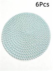 Round, Hand-Woven Placemats, Heat-Insulating And Decorative, Available In Various Colors. These Wrinkle-Resistant Placemats Are Perfect For Birthdays, Christmas, Halloween, And Other Occasions. - Baby Blue - View 10