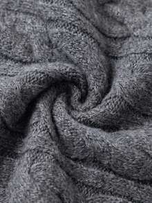 Autumn/Winter Vintage Cable Knit High Neck Cape, Atmospheric Versatile Warm Vest - Dark Grey - View 10