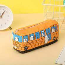 1 buah Tempat Pensil Kanvas Bus Lucu untuk Anak-anak, Termasuk 2 Pensil Mekanik Acak, Tas Penyimpanan Mobil Kartun Kapasitas Besar, Pengatur Perlengkapan Sekolah, Kembali ke Sekolah - MultiWarna - View 9