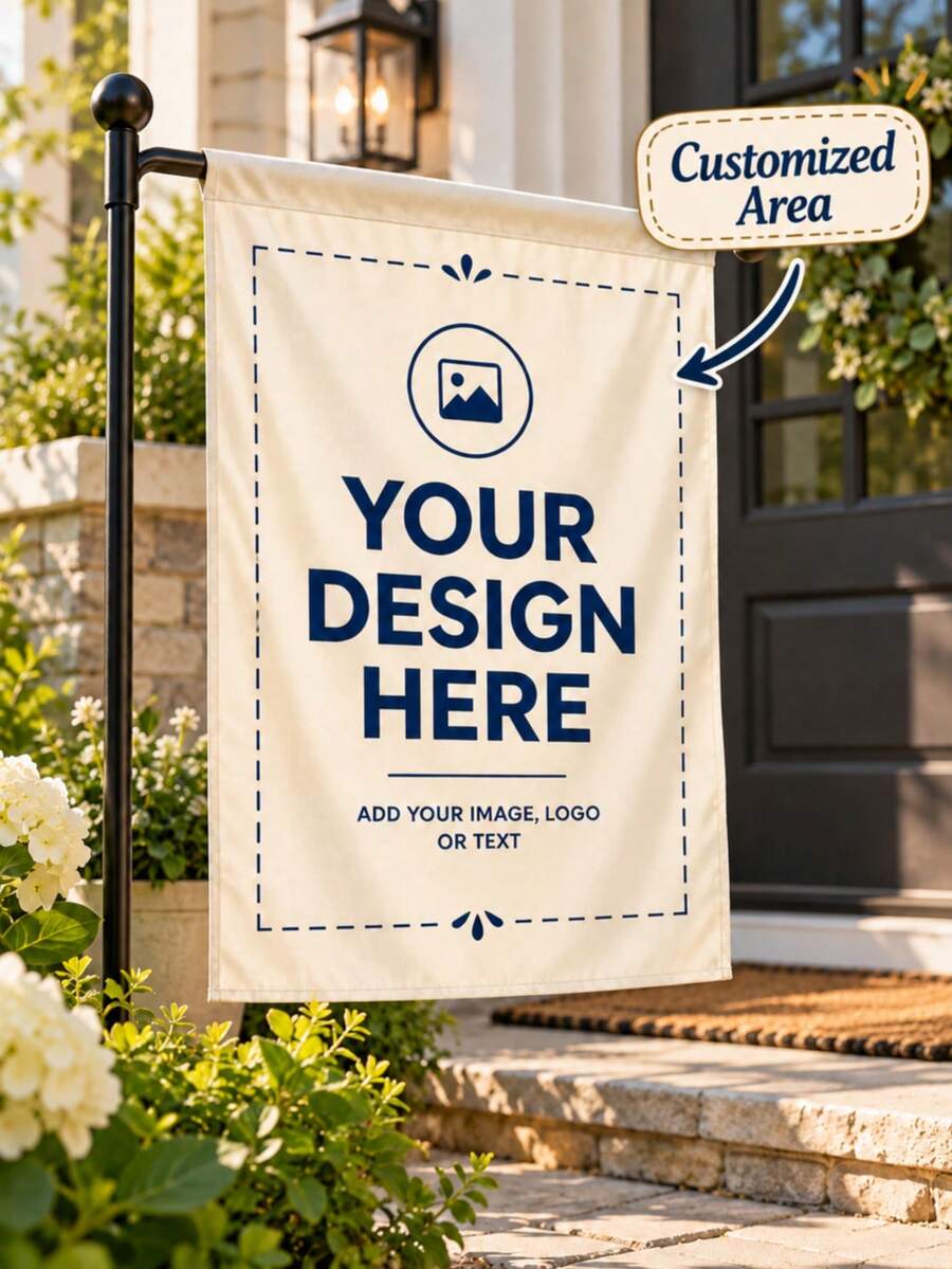 Custom Design Garden Flag, Personalized Yard Flag, Upload Your Logo Pattern Commercial Banner, Custom Outdoor Lawn Decor, Waterproof Seasonal Garden Sign, Personalized House Flag, Front Porch Decor - Multicolor - View 1